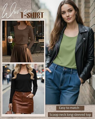 Neer 3 Pack Scoop Neck Long Sleeve Tops for Women, Loose Fit T-shirts Casual Fall Layer Trendy Basic Tees for Ladies in Saudi Arabia