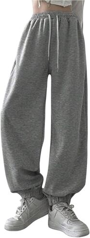 GORGLITTER Women's Baggy Sweatpants Y2K Drawstring High Waisted Loose Trouser Long Track Pants Slacks with Pockets in Saudi Arabia