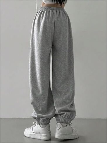 GORGLITTER Women's Baggy Sweatpants Y2K Drawstring High Waisted Loose Trouser Long Track Pants Slacks with Pockets in Saudi Arabia