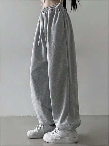 GORGLITTER Women's Baggy Sweatpants Y2K Drawstring High Waisted Loose Trouser Long Track Pants Slacks with Pockets in Saudi Arabia