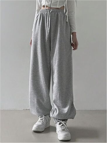 GORGLITTER Women's Baggy Sweatpants Y2K Drawstring High Waisted Loose Trouser Long Track Pants Slacks with Pockets in Saudi Arabia