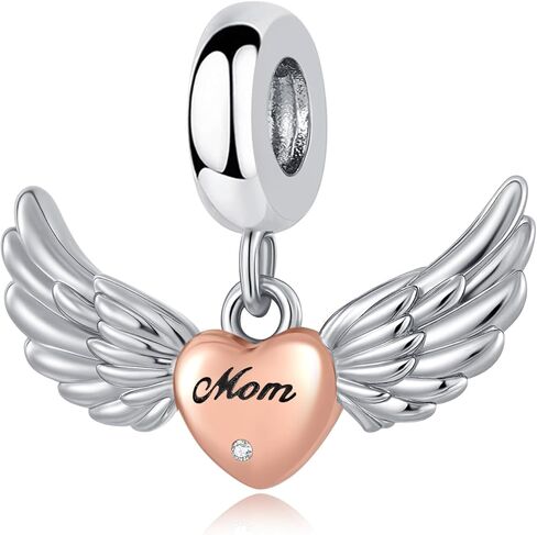 LuxglitterLin Angel Wings Love Heart Dangle Charm Engraved Family Bead Compatible with Pandora Bracelet Women in Saudi Arabia