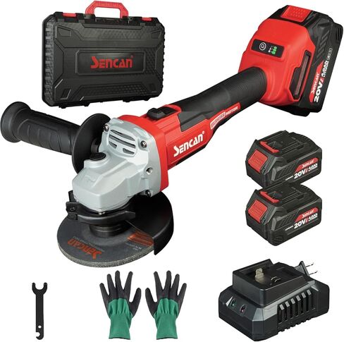 Cordless Angle Grinder, 20V Power Grinder with 4.0 Ah Battery for Makita, 9500 RPM Brushless Grinder Tool with 3 Speeds for Cutting, Griding, Polishing, 4 1/2 Inch in Kuwait