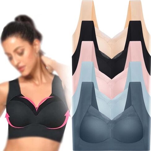5PCS Seamless Wireless Anti Sagging Bra for Older Women Ultimate Lift Bras Push up Bra Posture Correcting Bras in Saudi Arabia