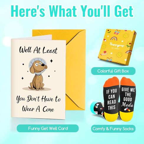 HAPPYPOP Get Well Soon Gifts - Get Well Socks after Surgery Recovery Feel Better Card Gift for Men Women in Saudi Arabia