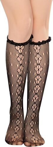 Benefeet Sox Lace Fishnet Knee High Socks Woemn Girls Colorful Lace Stockings Frilly Knee High Stockings in Saudi Arabia