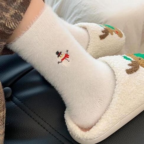 5 Pairs Christmas Socks Set, Winter Thickened Warm Socks with Santa Reindeer Snowman Patterns for Winter Home Lounging and Festive Occasions in Saudi Arabia