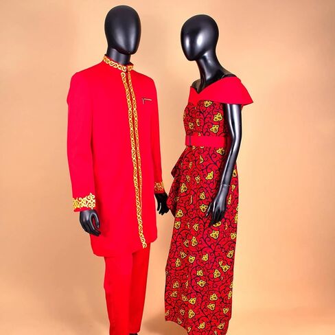 SkyWish ملابس الأزواج الأفارقة بازان ريتشي Dashiki فساتين أفريقية طويلة للنساء مباراة الرجال ملابس بلوزات وسراويل مجموعات in Kuwait
