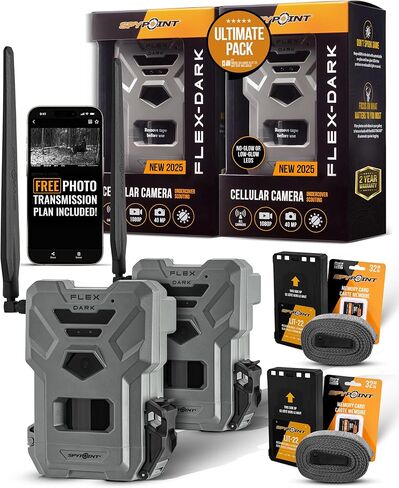 spypoint flex-dark twin pack trail trail camera ، 40mp photos ، 1080p video + sound ، camera no-glow camer in Kuwait