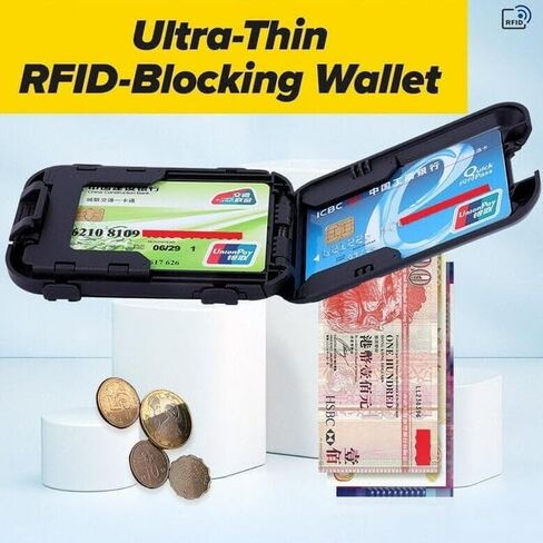 1 Pack Wallet Ultra-Thin RFID-Blocking, Reach Cards & Cash Aluminum Outer Shell, ID Theft Protection for Men Gift in Saudi Arabia