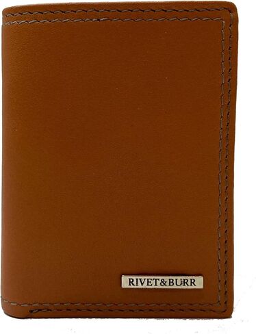 RIVET & BURR Genuine Leather Trifold Wallet for Men with RFID Blocking – Slim Vintage Wallet Gift Set with Box, Keychain & Vanity Tray – Double-Stitched Durable Design (Tan) in Saudi Arabia