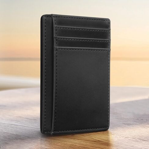 Wallet for Men Rfid Blocking Credit Card Holder for Men Women Leather Slim Thin Minimalist Rfid Card Holder Ridge Pocket Travel Wallet in Saudi Arabia