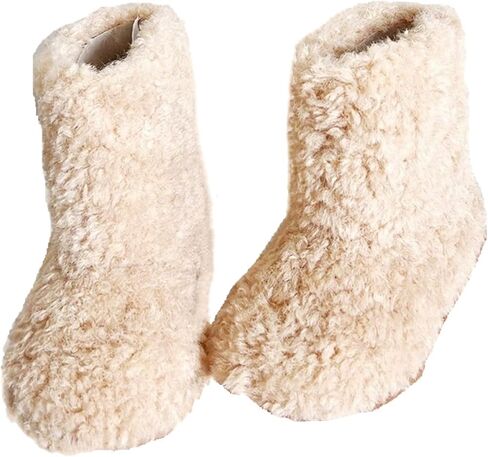 Gegefur Girls Boys Kids Faux Fur Boots Furry Fuzzy Fluffy Dark Winter Snow Boots أحذية مسطحة في الهواء الطلق in Kuwait