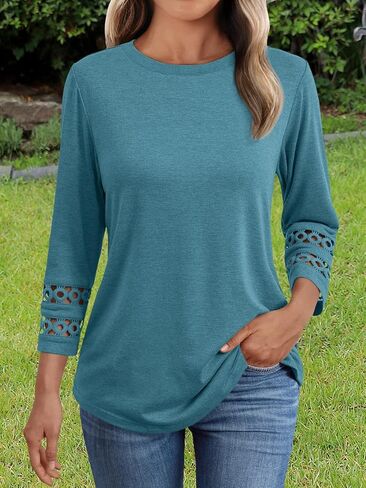 Womens Fall Tops Long Sleeve Shirts for Women Casual Loose Tees Classic Tshirts Clothes in Saudi Arabia