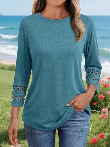 Womens Fall Tops Long Sleeve Shirts for Women Casual Loose Tees Classic Tshirts Clothes in Saudi Arabia