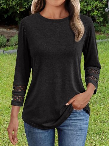 Womens Fall Tops Long Sleeve Shirts for Women Casual Loose Tees Classic Tshirts Clothes in Saudi Arabia