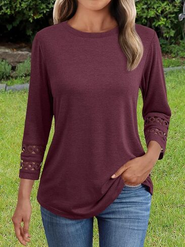 Womens Fall Tops Long Sleeve Shirts for Women Casual Loose Tees Classic Tshirts Clothes in Saudi Arabia