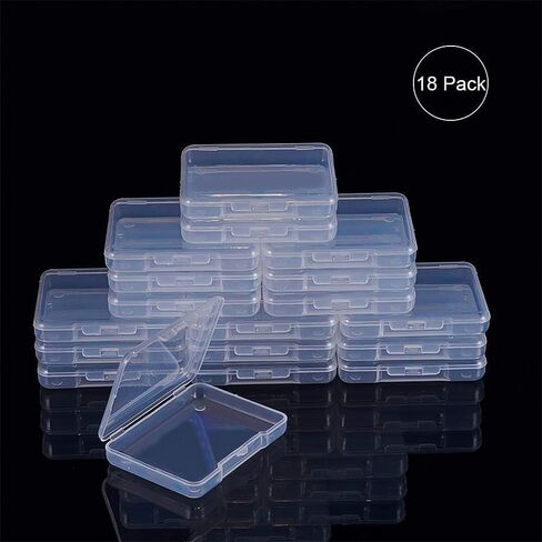18 Pack 2.63x2x0.47 Inches Rectangle Clear Plastic Bead Storage Containers Box Drawer Organizers with lid for Items,Earplugs,Pills,Tiny Bead,Jewelry Findings in Saudi Arabia