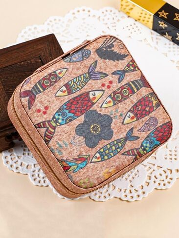 Jewelry Organizer Box - With Necklace Hooks, Bracelet Compartment, Ring Slots, and Adjustable Dividers Sunflower Pattern in Saudi Arabia