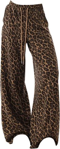 Floerns Women's Plus Size Cheetah Drawstring Waist Straight Leg Sweat Pants Athletic Sweatpants in Saudi Arabia