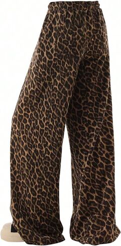 Floerns Women's Plus Size Cheetah Drawstring Waist Straight Leg Sweat Pants Athletic Sweatpants in Saudi Arabia