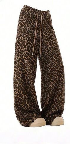 Floerns Women's Plus Size Cheetah Drawstring Waist Straight Leg Sweat Pants Athletic Sweatpants in Saudi Arabia
