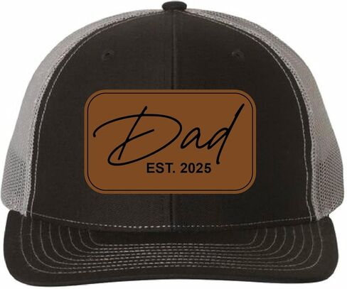 Dad EST 2025 قبعة جلدية نباتية، ريتشاردسون 112، هدية جديدة للأب، هدية عيد ميلاد للأب، قبعة ريتشاردسون، قبعة، فحمي أسود in Saudi Arabia