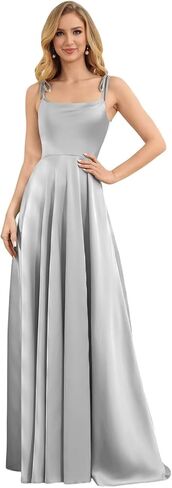 camftbo Spaghetti Straps Satin Bridesmaid Dresses for Women 2026 Long Formal Wedding Guest Gowns with Slit in Saudi Arabia