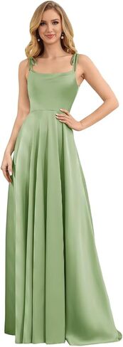 camftbo Spaghetti Straps Satin Bridesmaid Dresses for Women 2026 Long Formal Wedding Guest Gowns with Slit in Saudi Arabia