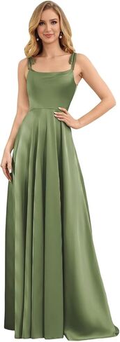 camftbo Spaghetti Straps Satin Bridesmaid Dresses for Women 2026 Long Formal Wedding Guest Gowns with Slit in Saudi Arabia