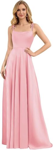 camftbo Spaghetti Straps Satin Bridesmaid Dresses for Women 2026 Long Formal Wedding Guest Gowns with Slit in Saudi Arabia