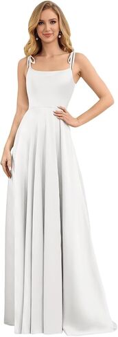 camftbo Spaghetti Straps Satin Bridesmaid Dresses for Women 2026 Long Formal Wedding Guest Gowns with Slit in Saudi Arabia
