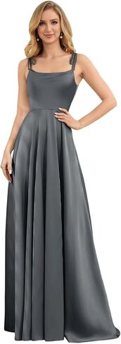 camftbo Spaghetti Straps Satin Bridesmaid Dresses for Women 2026 Long Formal Wedding Guest Gowns with Slit in Saudi Arabia