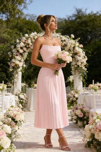Gujach Satin Pleated Bridesmaid Dresses 2026 Strapless Tea Length A Line Corset Prom Gown in Saudi Arabia
