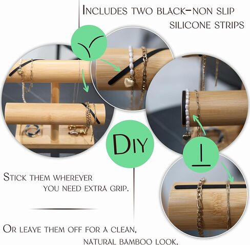 LED Bamboo Jewelry Organizer Stand - Bracelet Holder, Jewelry Organizers and Storage for Necklace, Watch, Earring, Ring - Built-in LED Light Natural Wooden Jewelry Display Stand for Dresser Decor in Saudi Arabia