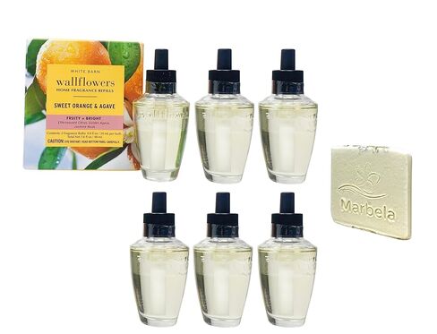 Bath & Body Sweet Orange & Agave - 6 Wallflowers Home Fragrance Refill with a Marbela Natural Oats Sample Soap. in Saudi Arabia