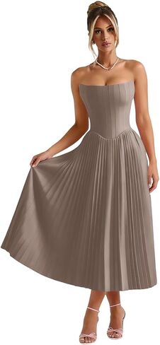 Gujach Satin Pleated Bridesmaid Dresses 2026 Strapless Tea Length A Line Corset Prom Gown in Saudi Arabia