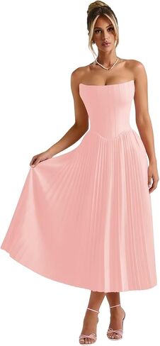 Gujach Satin Pleated Bridesmaid Dresses 2026 Strapless Tea Length A Line Corset Prom Gown in Saudi Arabia
