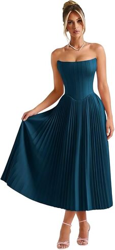 Gujach Satin Pleated Bridesmaid Dresses 2026 Strapless Tea Length A Line Corset Prom Gown in Saudi Arabia