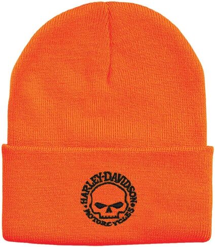 Harley-Davidson Men's Embroidered Willie G Skull Cuffed Beanie Hat - Orange in Saudi Arabia