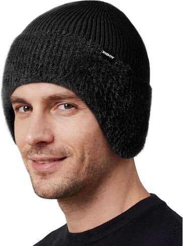 American Trends Winter Thermal Fleece Lined Beanie with Ear Flaps for Men Women Knit Hat Skull Cap for Cold Weather in Saudi Arabia