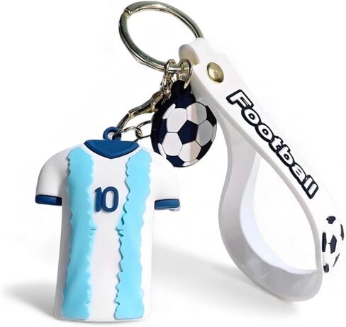 Golden Chest Number #10 Argentina Soccer Jersey, White and Blue, Keychain, Sports Fan Collectible Accessory in Saudi Arabia