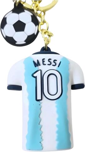 Golden Chest Number #10 Argentina Soccer Jersey, White and Blue, Keychain, Sports Fan Collectible Accessory in Saudi Arabia