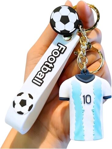 Golden Chest Number #10 Argentina Soccer Jersey, White and Blue, Keychain, Sports Fan Collectible Accessory in Saudi Arabia