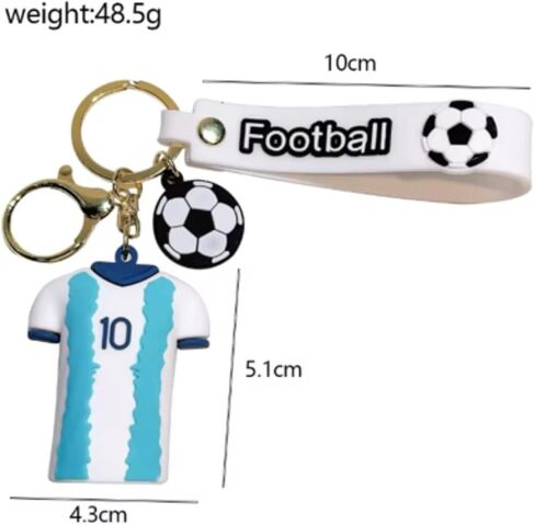 Golden Chest Number #10 Argentina Soccer Jersey, White and Blue, Keychain, Sports Fan Collectible Accessory in Saudi Arabia