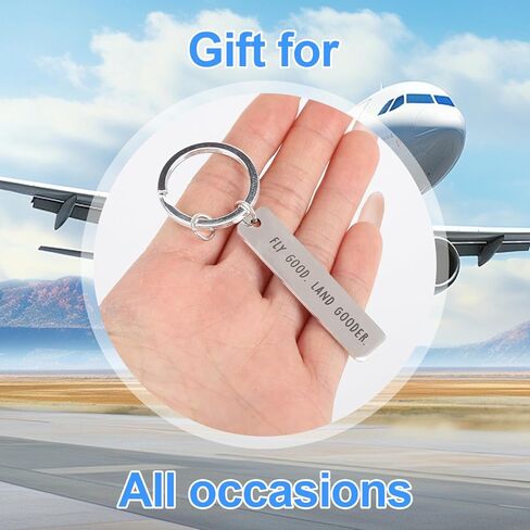 ANNSIXMARK Airplane Keychain, Pilot Keychain, Fly Good Land Gooder, Gift for Pilots Aviation Flight Attendant, Flight Attendant Essentials Women Men in Saudi Arabia