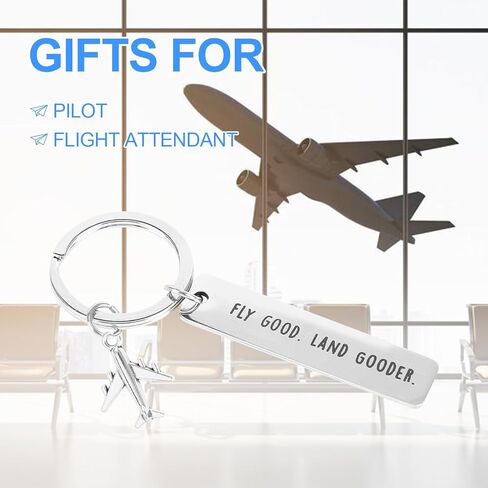 ANNSIXMARK Airplane Keychain, Pilot Keychain, Fly Good Land Gooder, Gift for Pilots Aviation Flight Attendant, Flight Attendant Essentials Women Men in Saudi Arabia