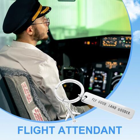 ANNSIXMARK Airplane Keychain, Pilot Keychain, Fly Good Land Gooder, Gift for Pilots Aviation Flight Attendant, Flight Attendant Essentials Women Men in Saudi Arabia