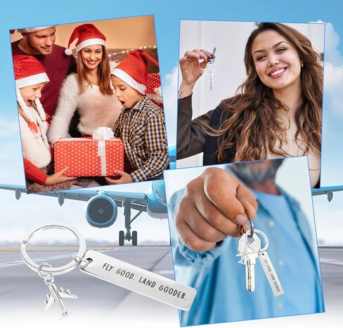 ANNSIXMARK Airplane Keychain, Pilot Keychain, Fly Good Land Gooder, Gift for Pilots Aviation Flight Attendant, Flight Attendant Essentials Women Men in Saudi Arabia