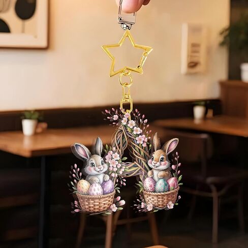 Animal Easter Acrylic Initial Letter Keychain, Star-shaped Clip Keychains Chain Clip Organizer for Handbags 1.97 x 1.97 in in Saudi Arabia